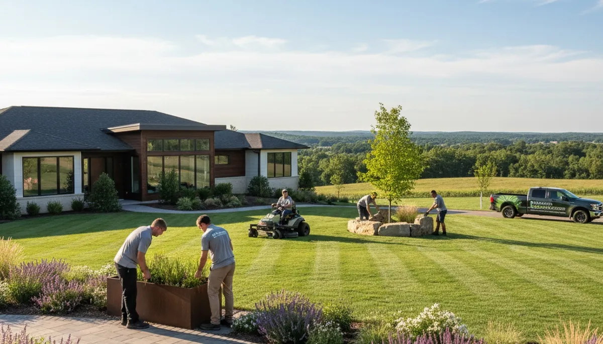 Landscaping team serving Bloomington, IN with professional lawn care and landscape maintenance